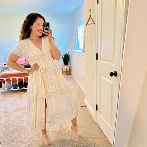 Madewell Plaid Multicolored Cream Maxi Dress XS